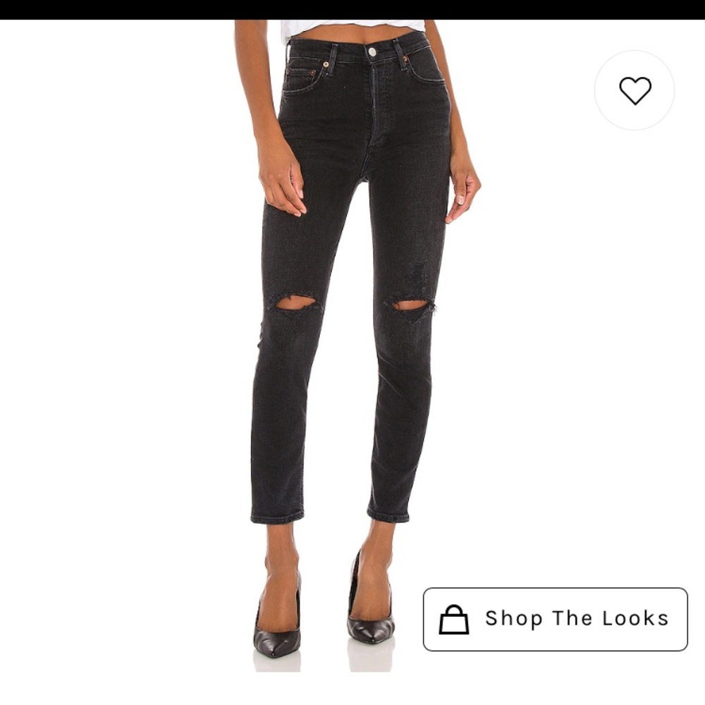 AGOLDE Nico Slim High-Rise Jeans, Black, size 27